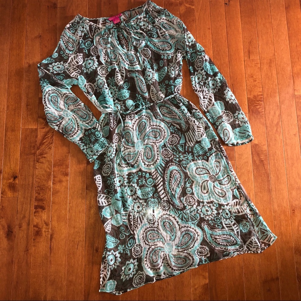 SUNNY LEIGH 100% silk swim coverup